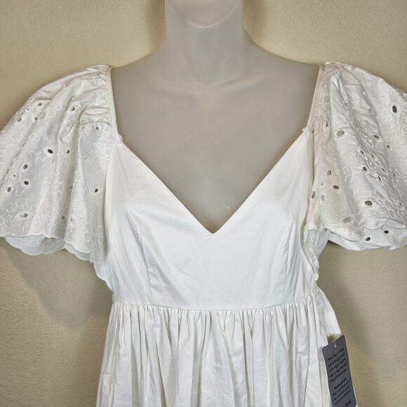 En Saison Barnette Maxi Dress Eyelet Lace Flutter Sundress Cottage Boho White S - Picture 6 of 16